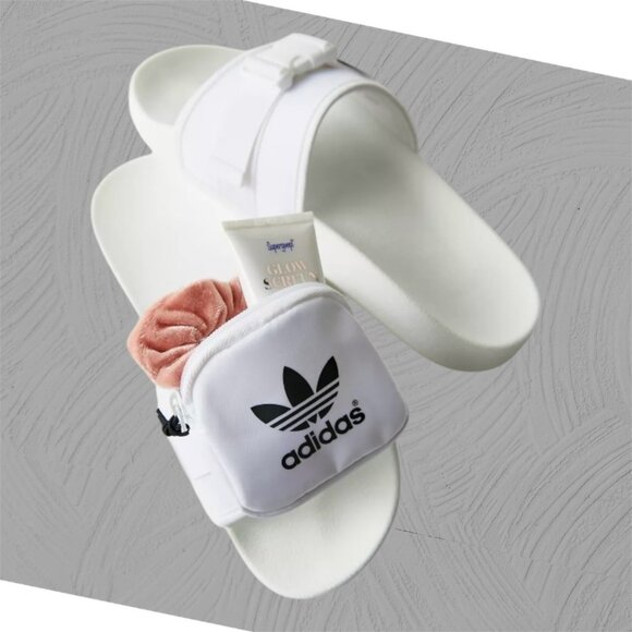 Adidas Pouchylette Slides Shoes White Black Womens Size 8 Rubber Jimmy Jazz New - Picture 5 of 11